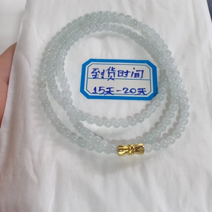 未镶嵌定制翡翠缅甸翡翠a货白冰小米珠手链项链卡3.7