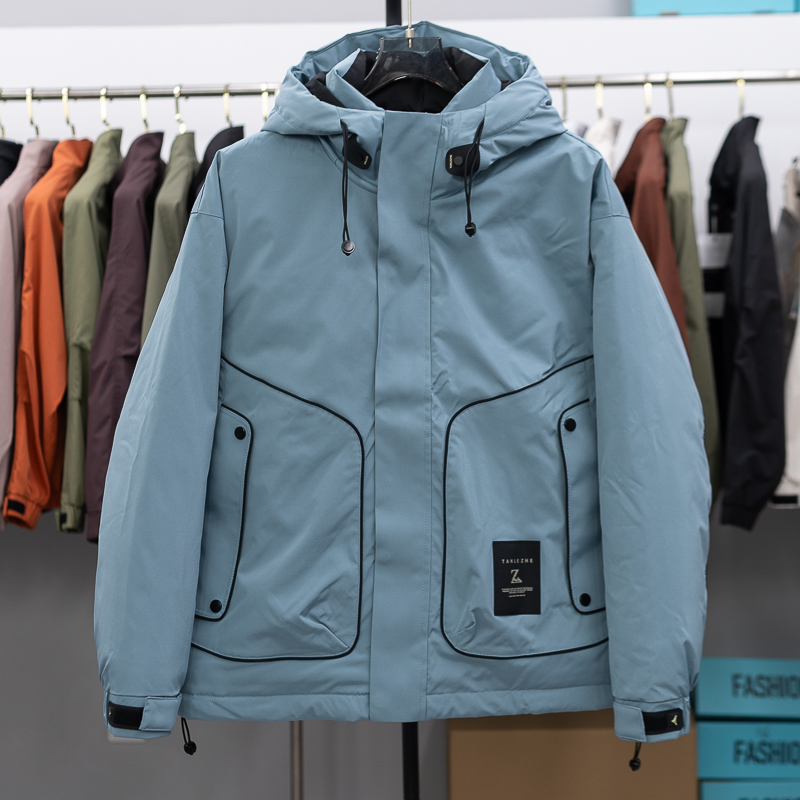 5802 蓝色 冬季御寒保暖锁温防寒服男士时尚休闲断码剪标厚外套