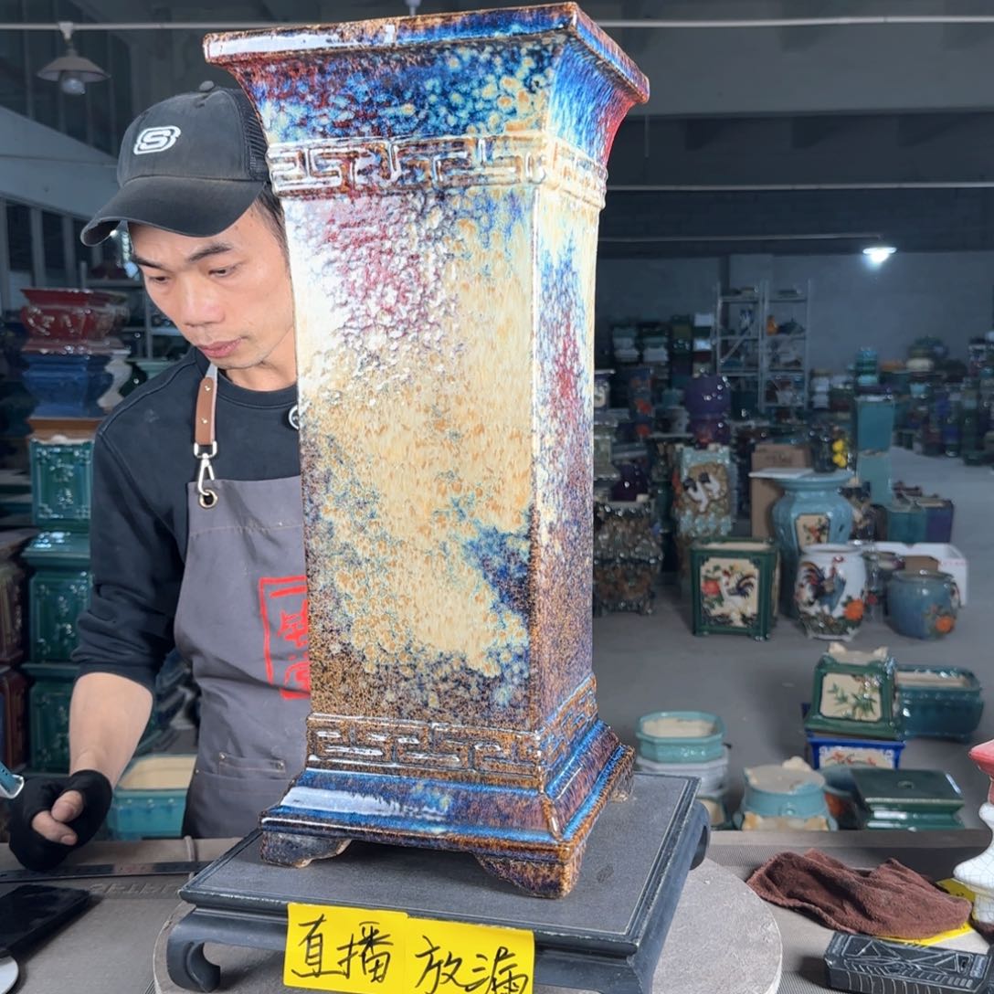 一风堂石湾花盆。缝隙