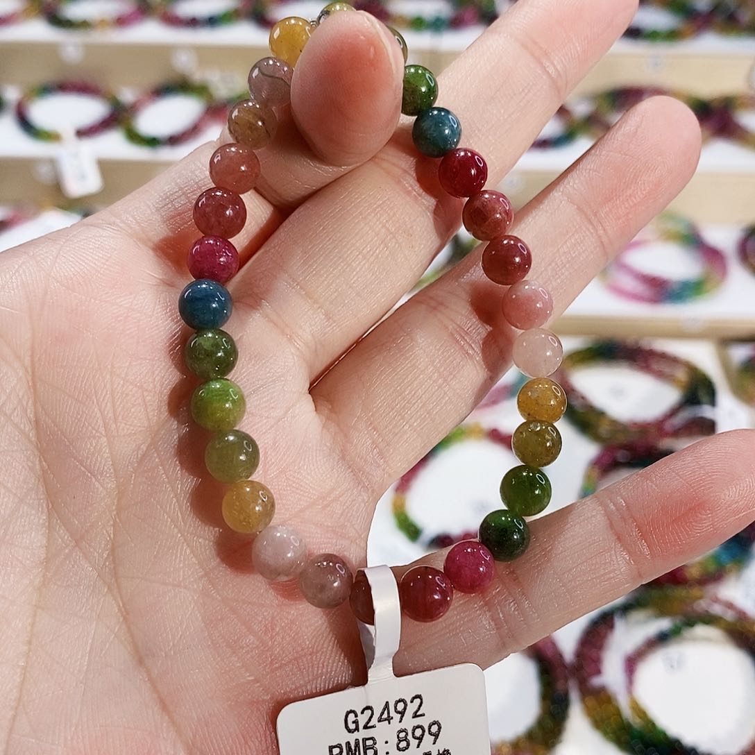 碧玺手链未镶嵌G2492素圈颜色微差