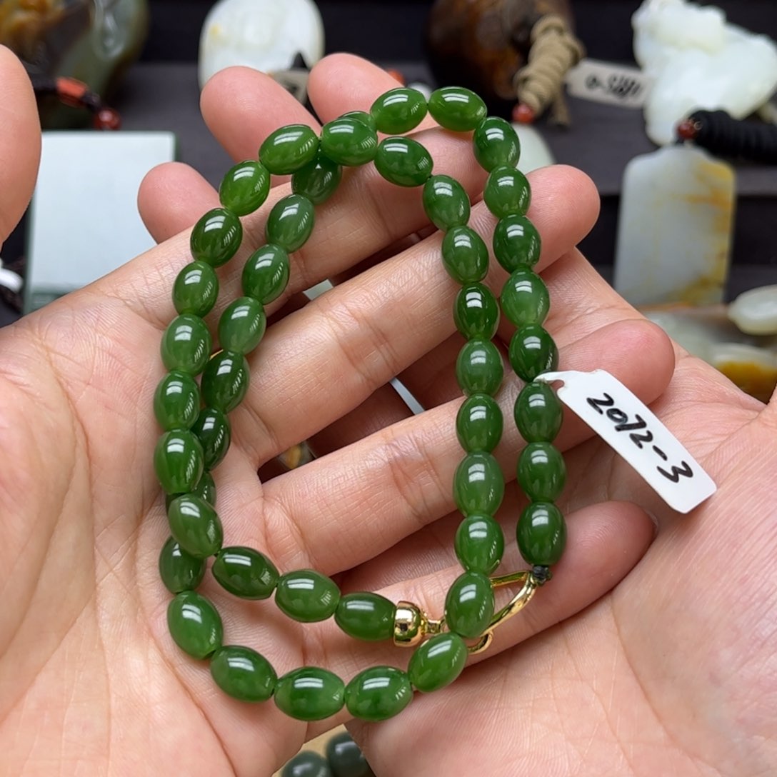 和田玉（碧玉）珠链未镶嵌