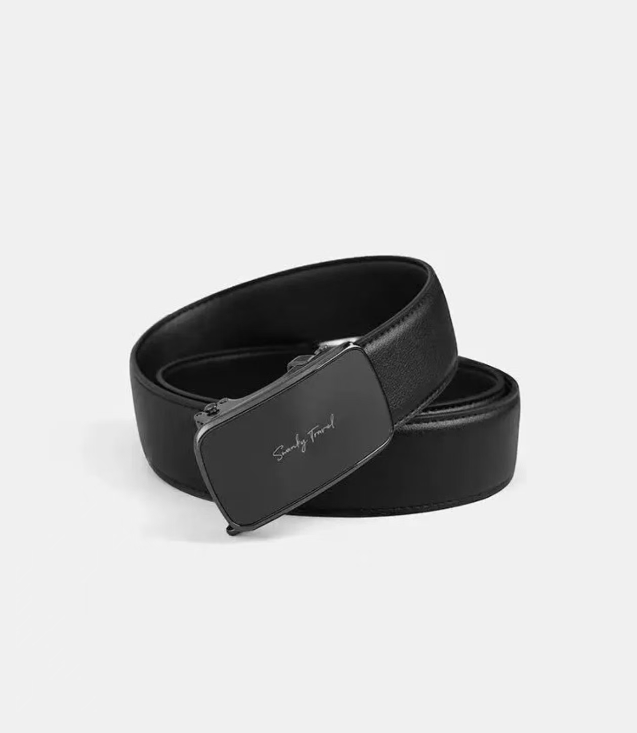 百搭松紧自动扣款男光身腰带皮带卡槽黑色日系英伦风