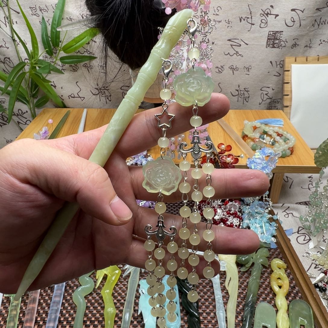 蛇纹石玉合金发饰