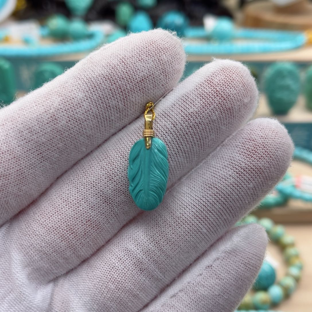 绿松石银S925镀金镶嵌配饰