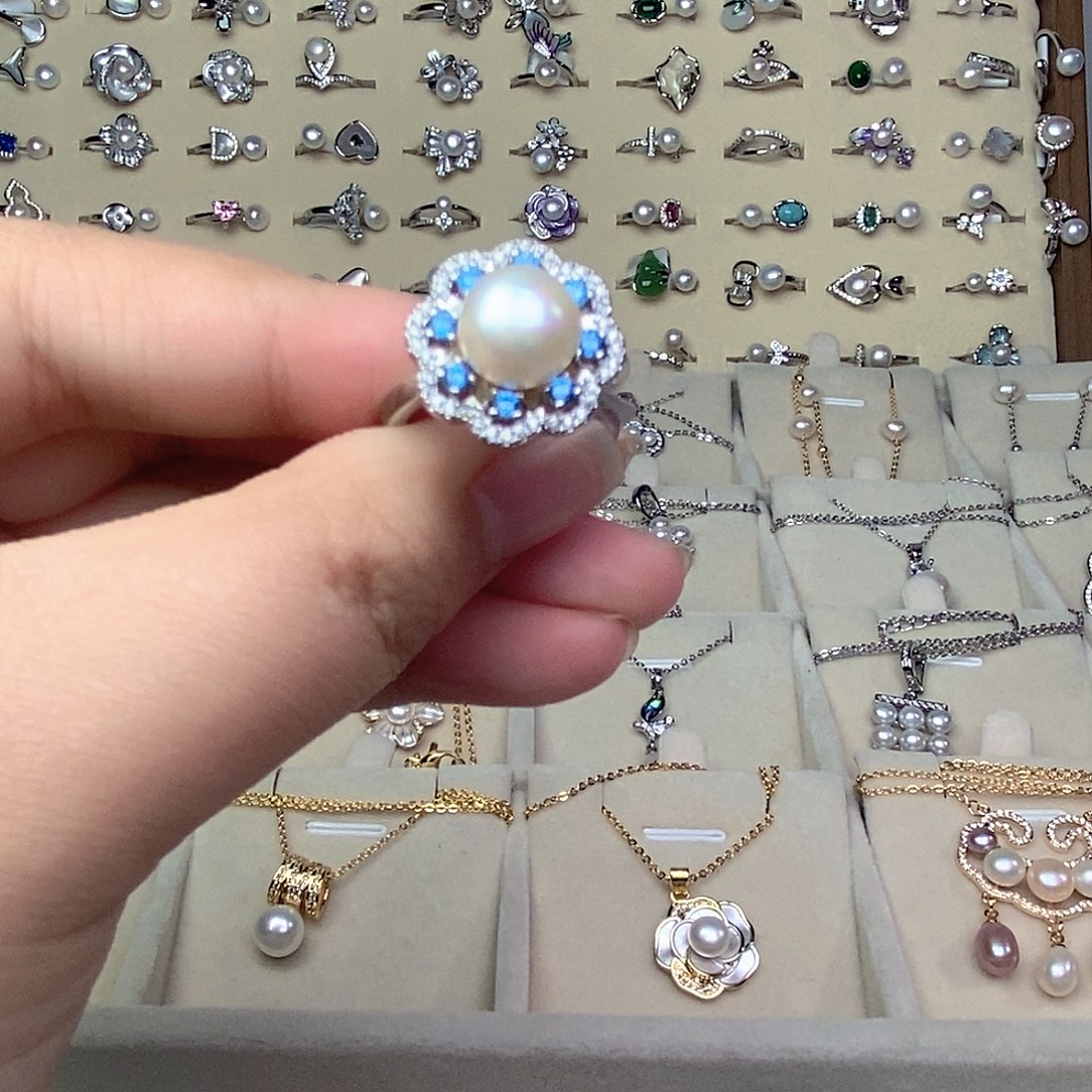 耳饰银S925镶嵌淡水珍珠