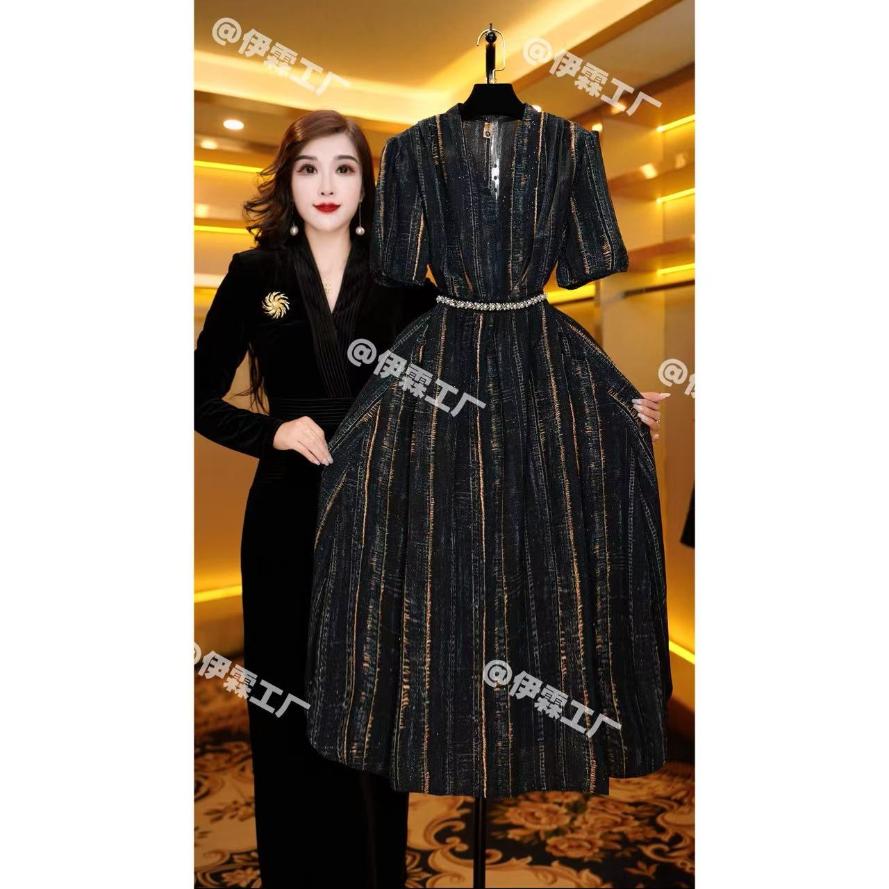 A80百搭时尚简约休闲显瘦遮肉减龄连衣裙气质