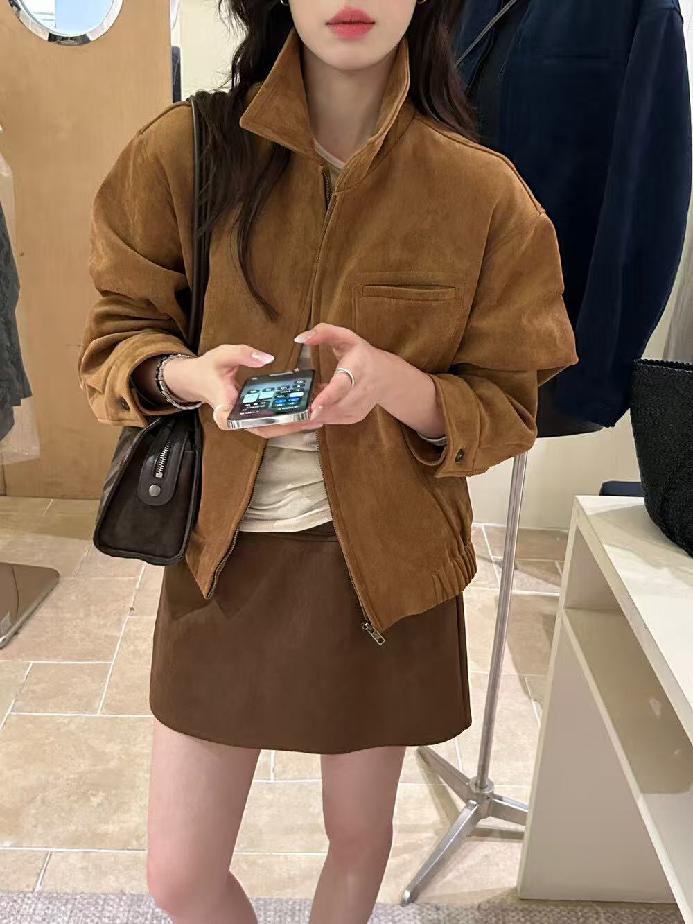 XUANYAN瑄颜韩系复古休闲夹克外套女秋季新款宽松拉链上衣7037