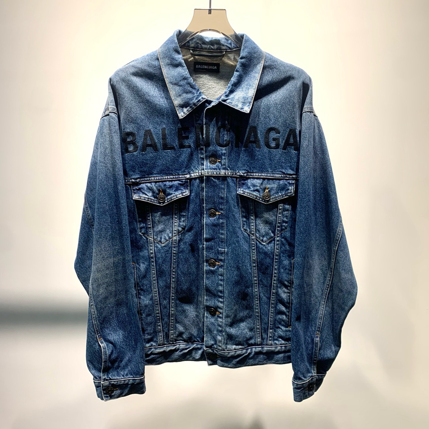 99新 Balenciaga/巴黎世家 logo刺绣牛仔外套/48码（北京）