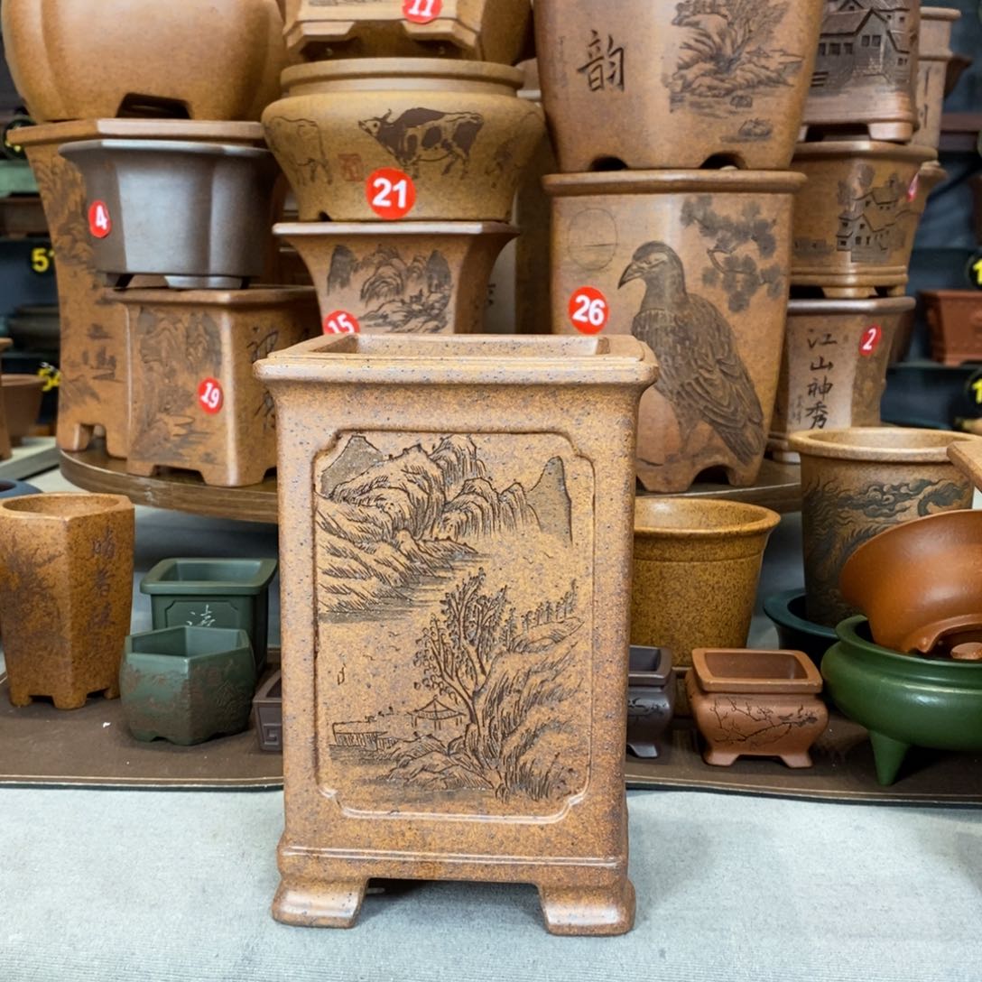 紫砂紫砂花盆盆景花盆