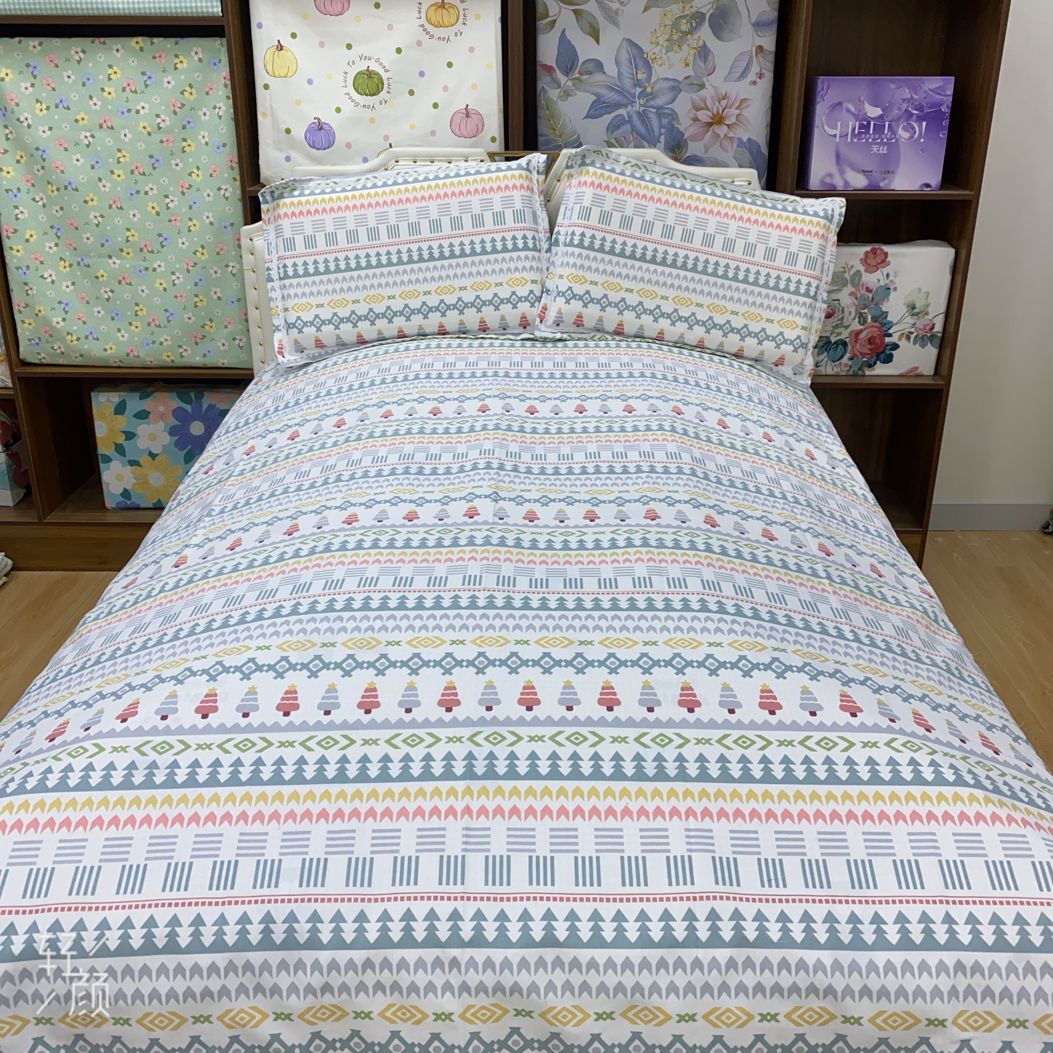 【圣诞树】双人床单2.3×2.4米加厚山东老粗布软凉席不跑不滑床