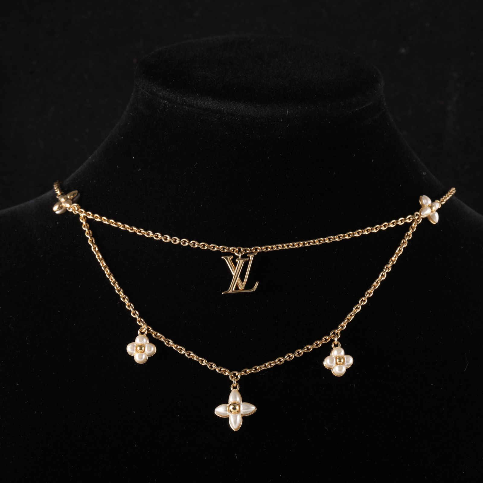 99新 LouisVuitton/路易威登 花花特价 合金 双层花卉珍珠 项链