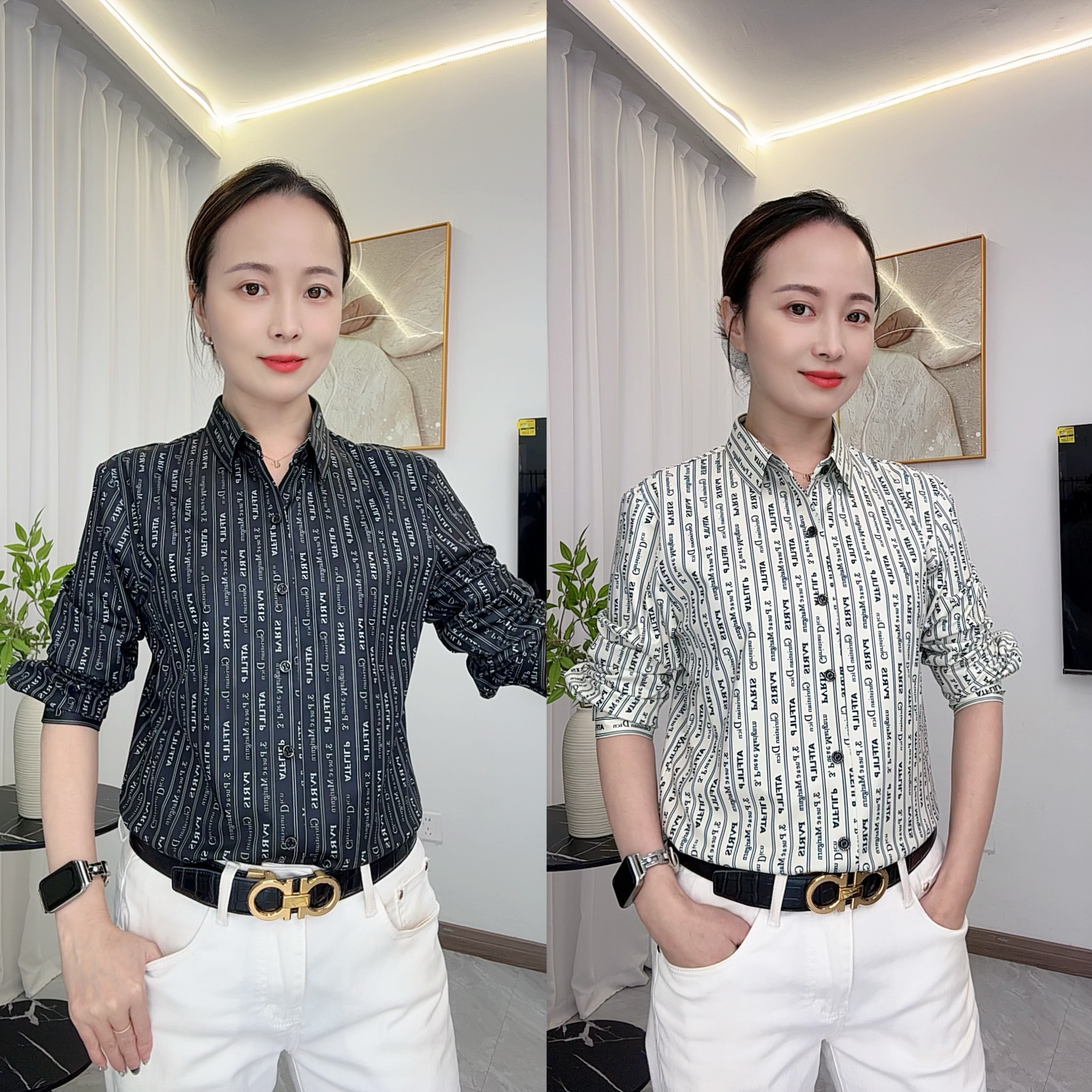 男长袖秋季常规条纹免烫衬衫时尚休闲衬衣