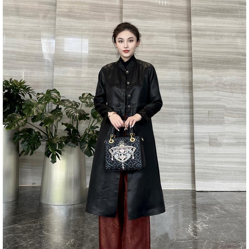 FSSIA以安｜香云纱重缎皮子老料春秋百搭国风立领风衣外套MS-5186