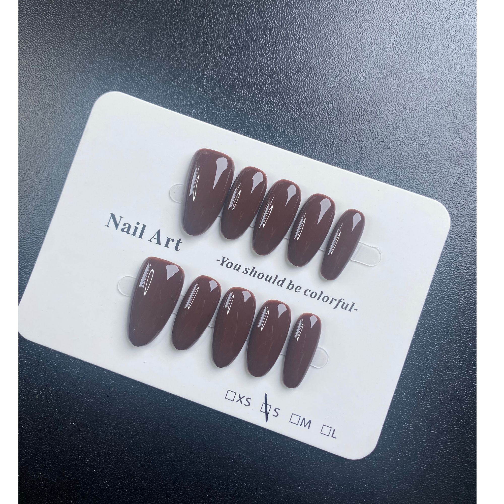 深咖色纯手工纯色穿戴甲