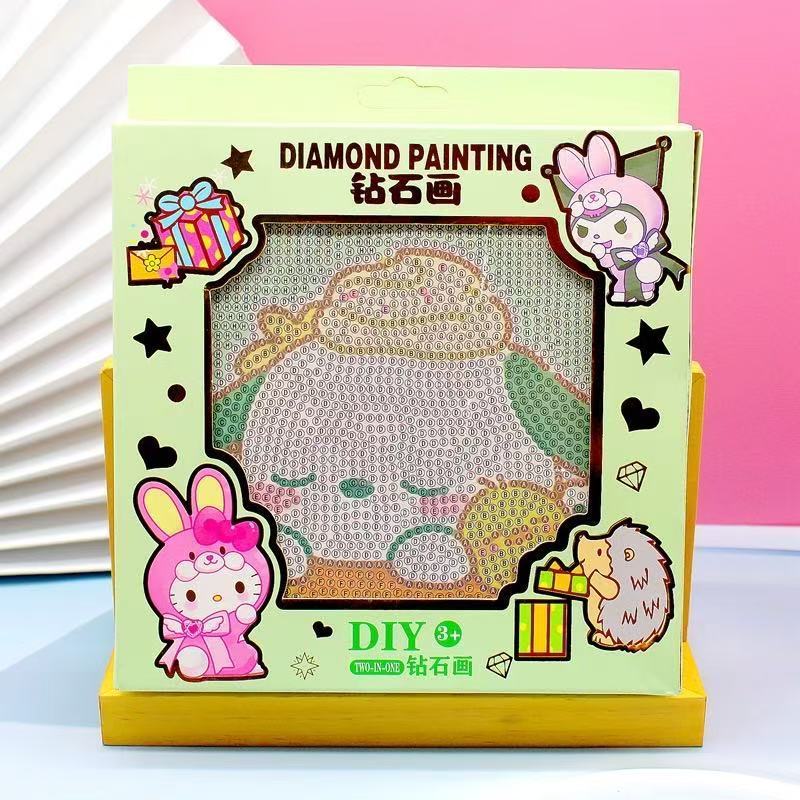 DIY手工制作钻石画儿童礼物幼儿园奖品满钻卡通带框手作创意益智