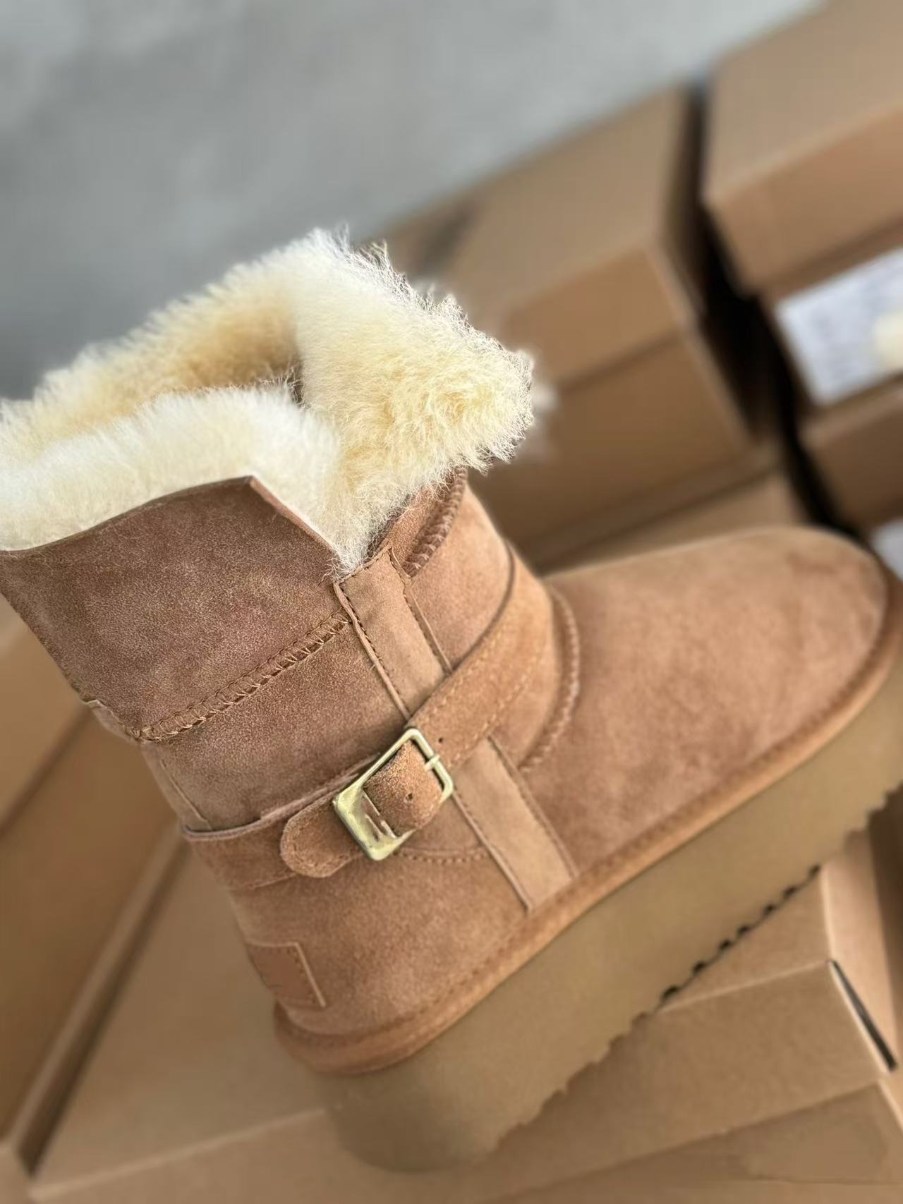 【小骑士四公分】桑坡皮毛一体雪地靴时尚百搭