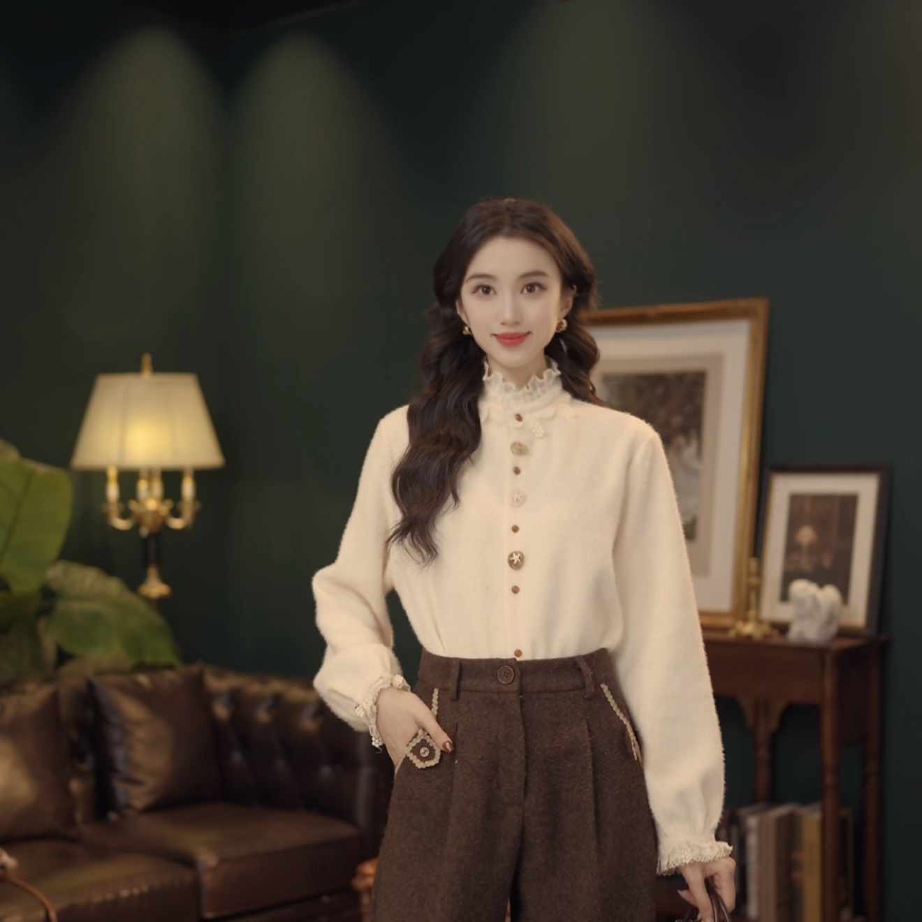 琦琦【雏菊发圈】复古港风秋冬厚款休闲百搭衬衫上衣 YF1103487