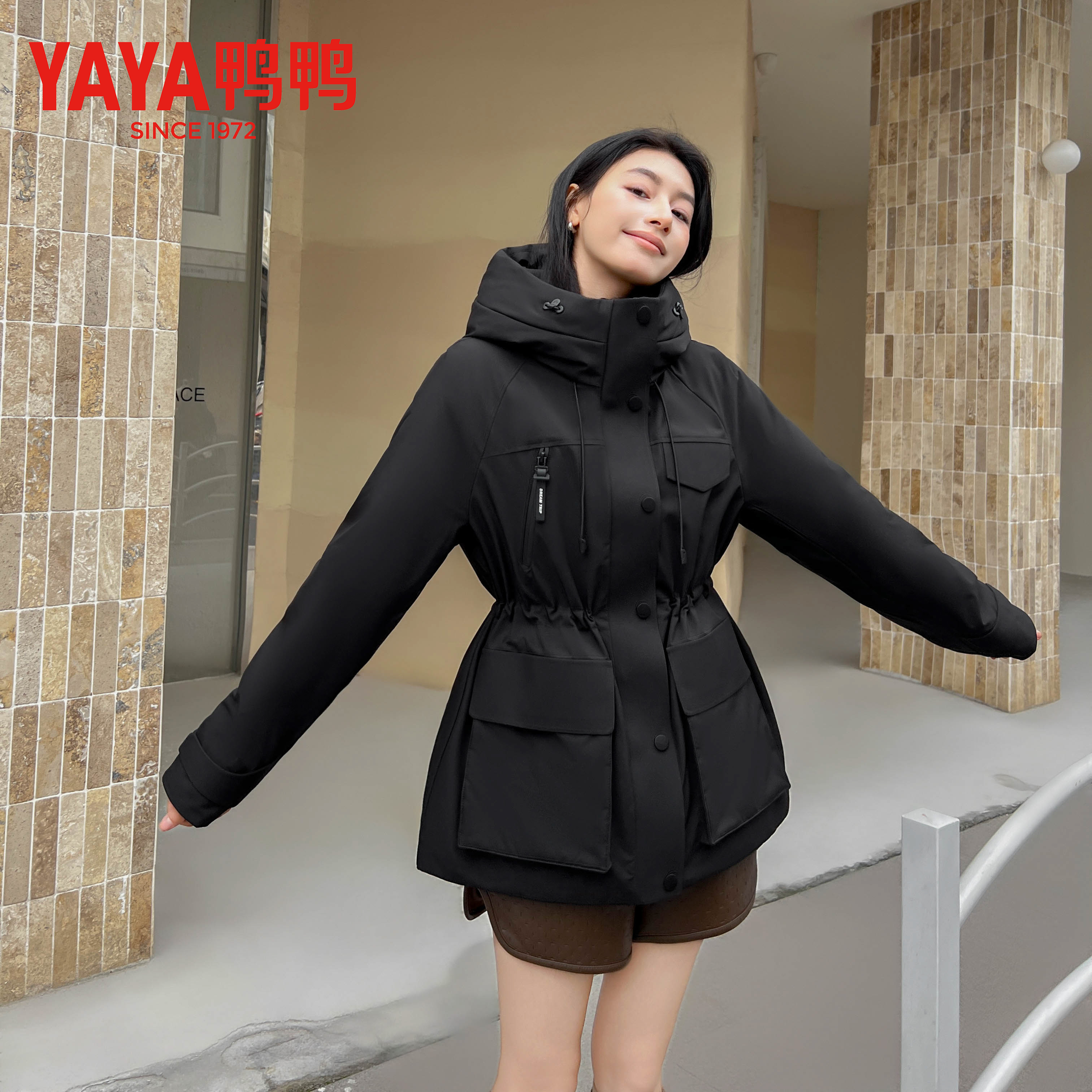 新品中长款羽绒服韩版时尚气质90绒连帽加厚外套女077