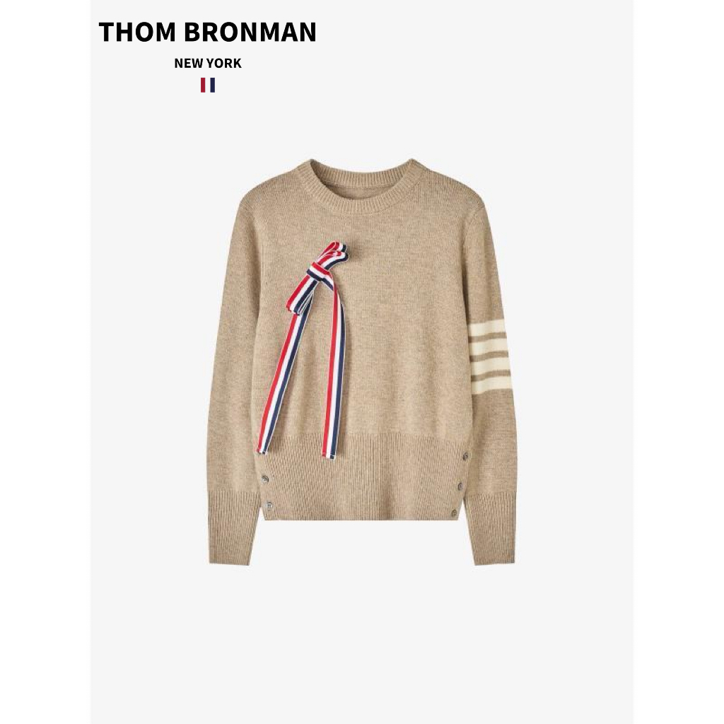 TB【官方旗舰】汤姆布郎THOMBRONMAN绵羊毛蝴蝶结圆领针织衫保暖毛