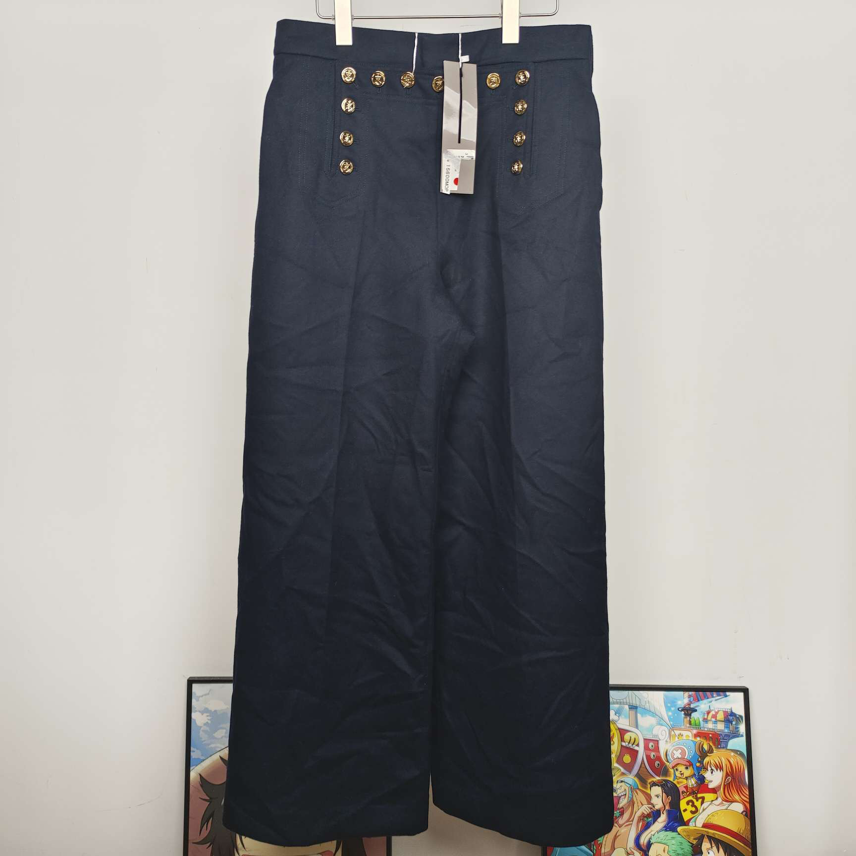 未使用 DIOR/迪奥 藏青色重工金扣阔腿裤 40码 GM003756