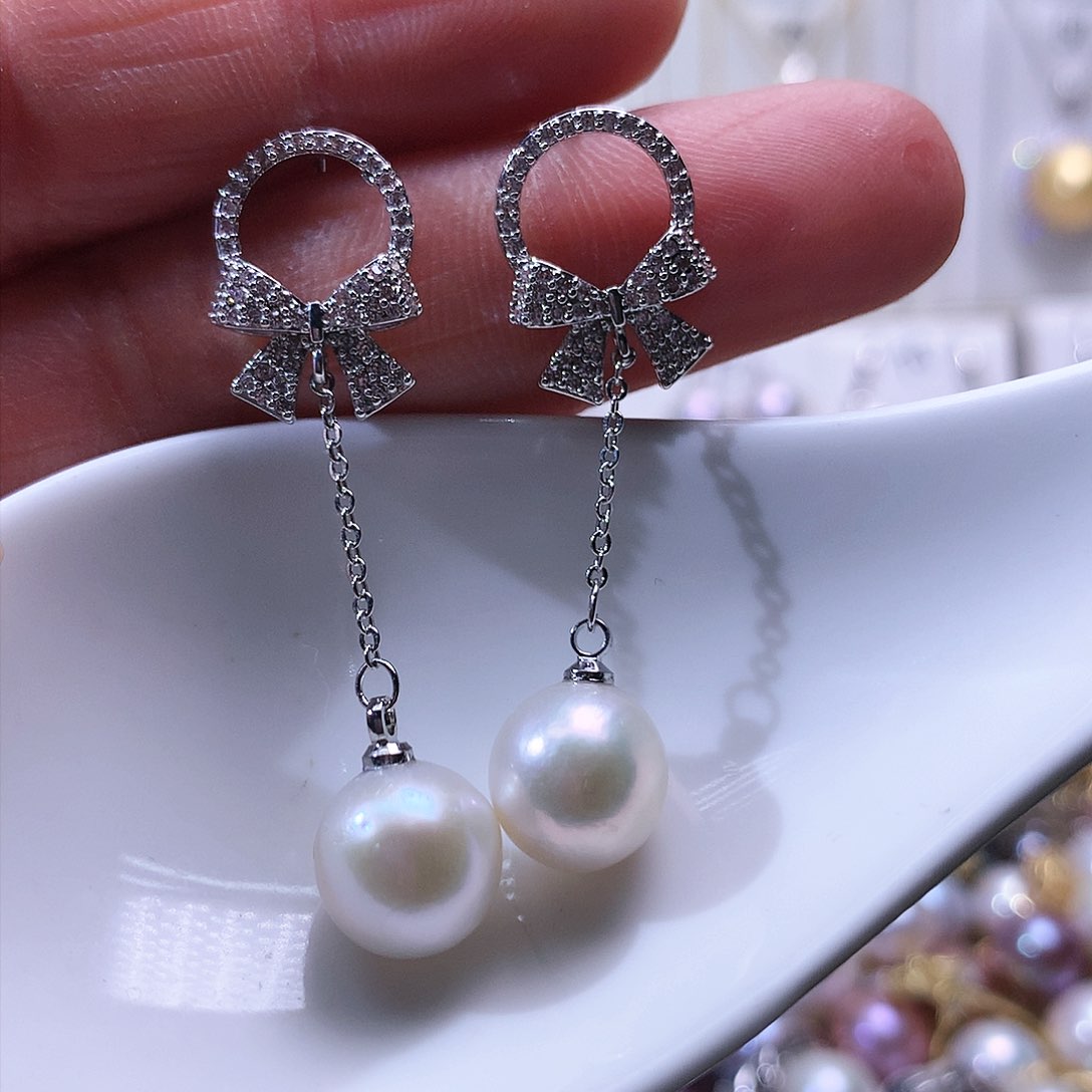 淡水珍珠耳饰银S925镶嵌