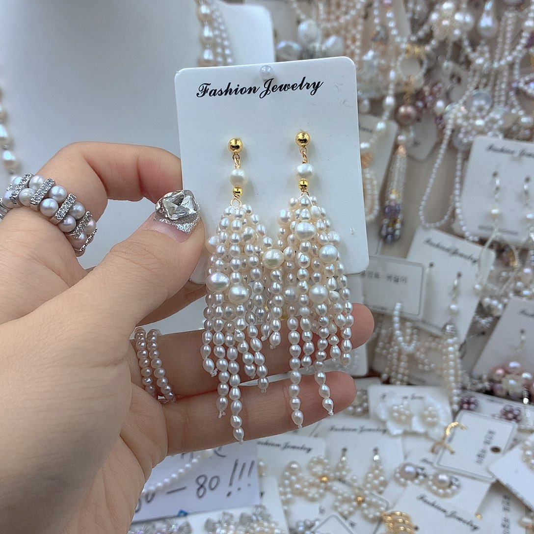 耳饰银S925镶嵌淡水珍珠