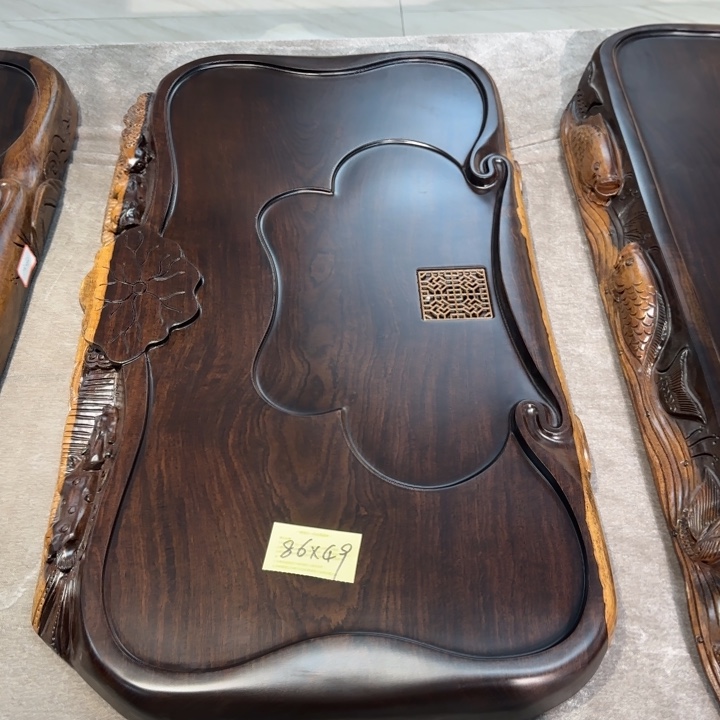 广*仔黑檀实木茶盘实物