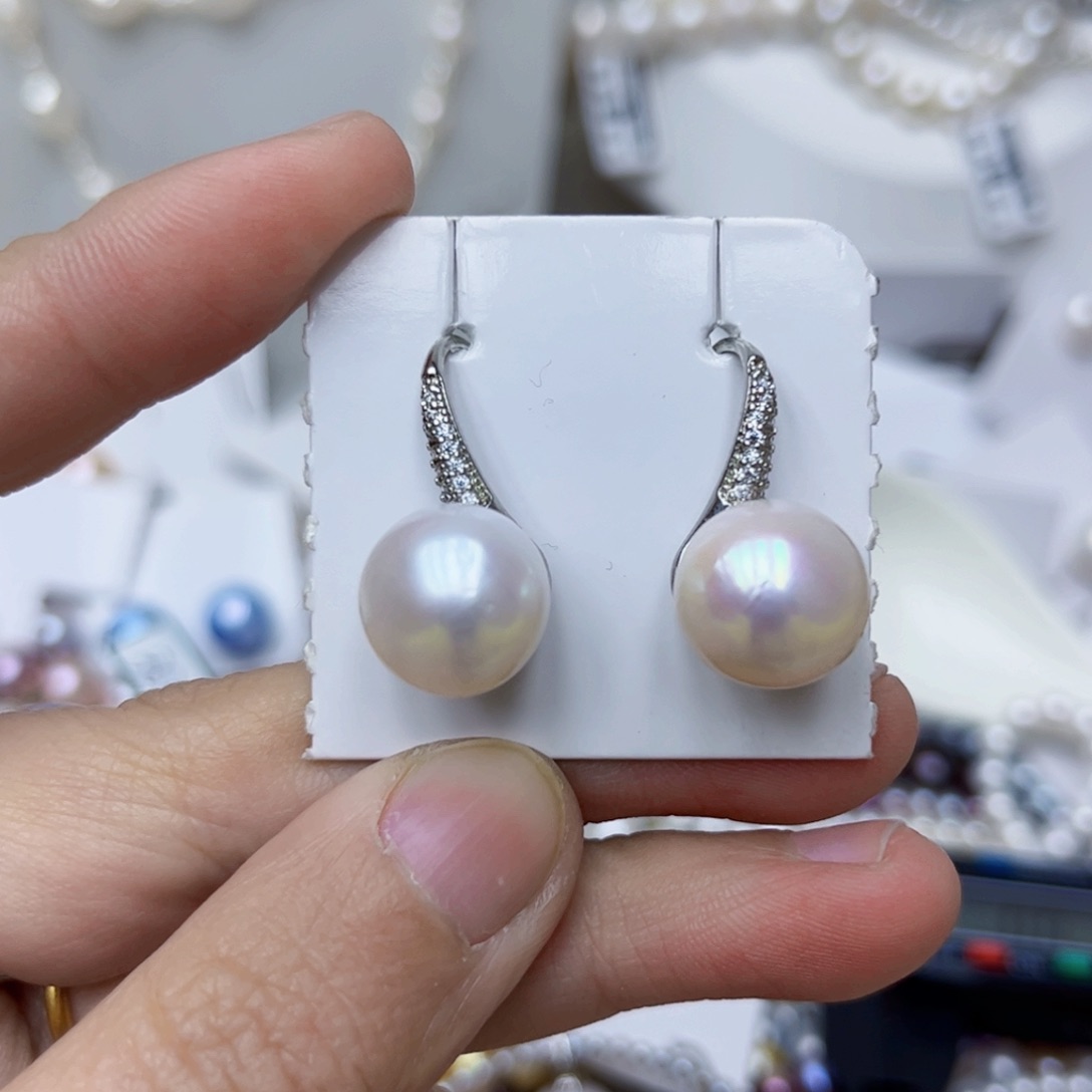 淡水珍珠耳饰银S925镶嵌