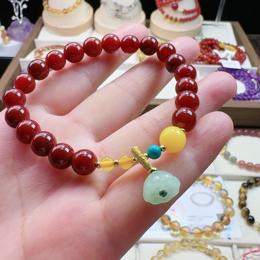 水晶手链未镶嵌南红8mm