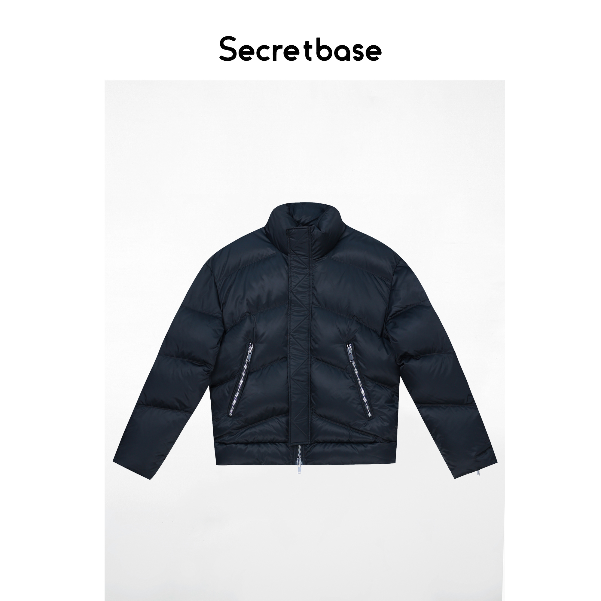 Secretbase 缎面高克重95白鸭绒 高克重立领拼接拉链加厚羽绒服