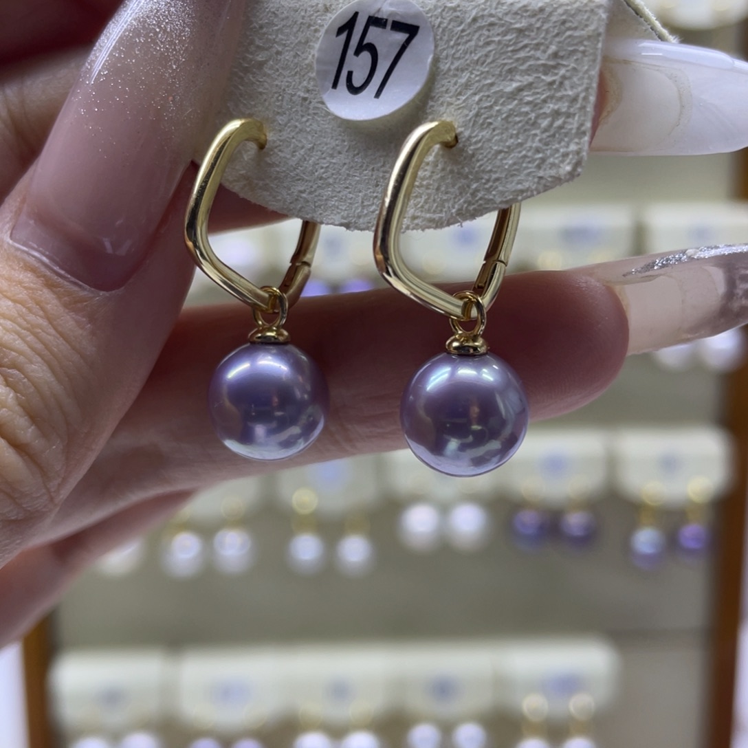 淡水珍珠耳饰银S925镶嵌