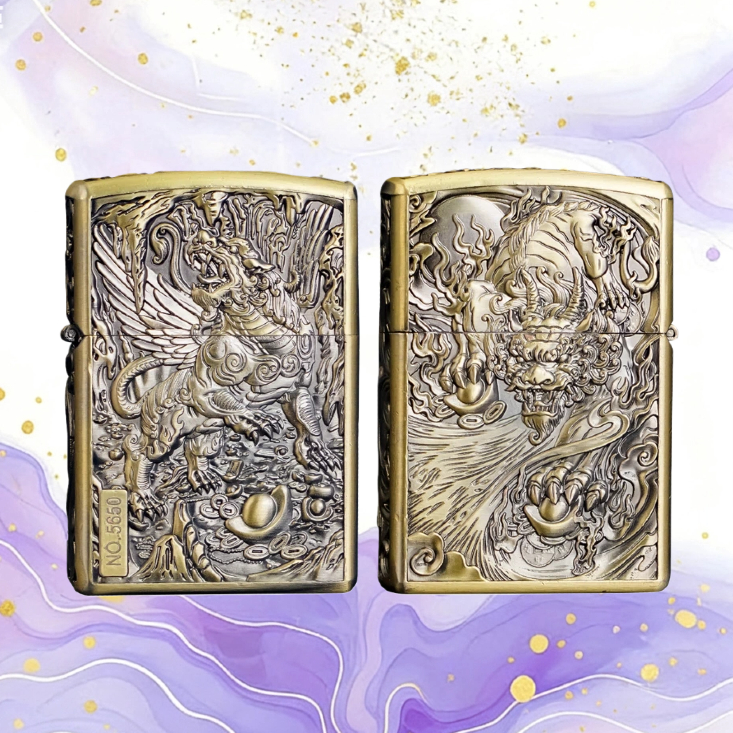 ZORRO佐罗貔貅青铜双面浮雕防风打火机(无油)L