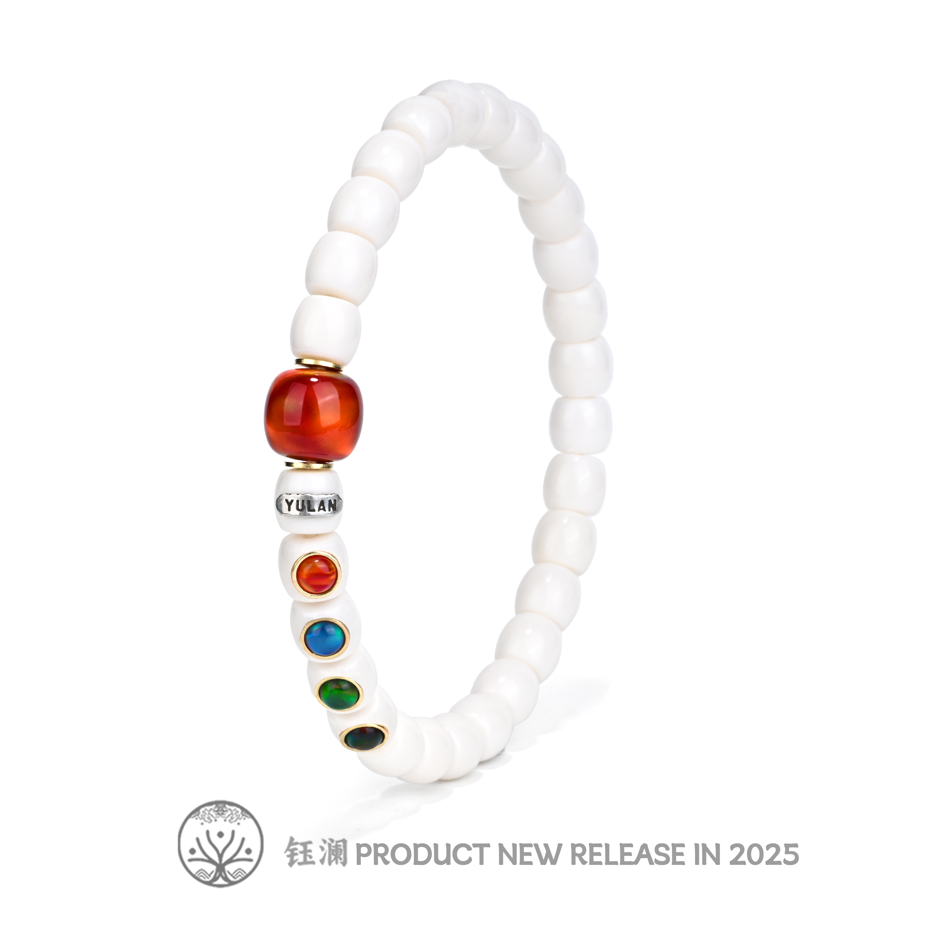 合成水晶钰澜文玩 合成/培育【鸿运当头】逐日老型+直切镶嵌手串7mm
