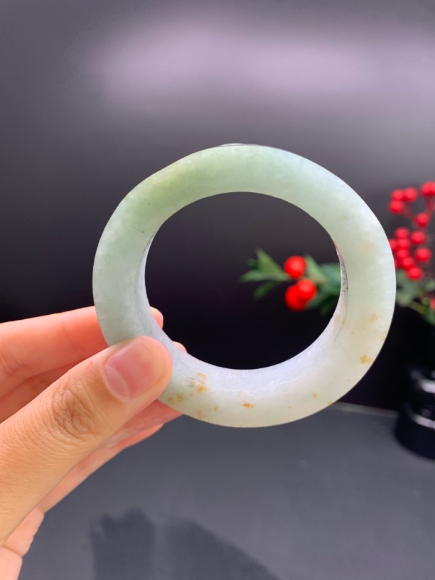 天然A货翡翠（特色天青色洒金）翡翠手镯