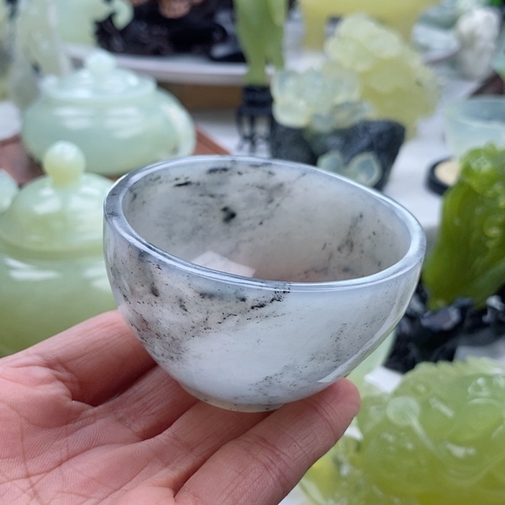 岫玉四大名玉茶杯60毫升未镶嵌