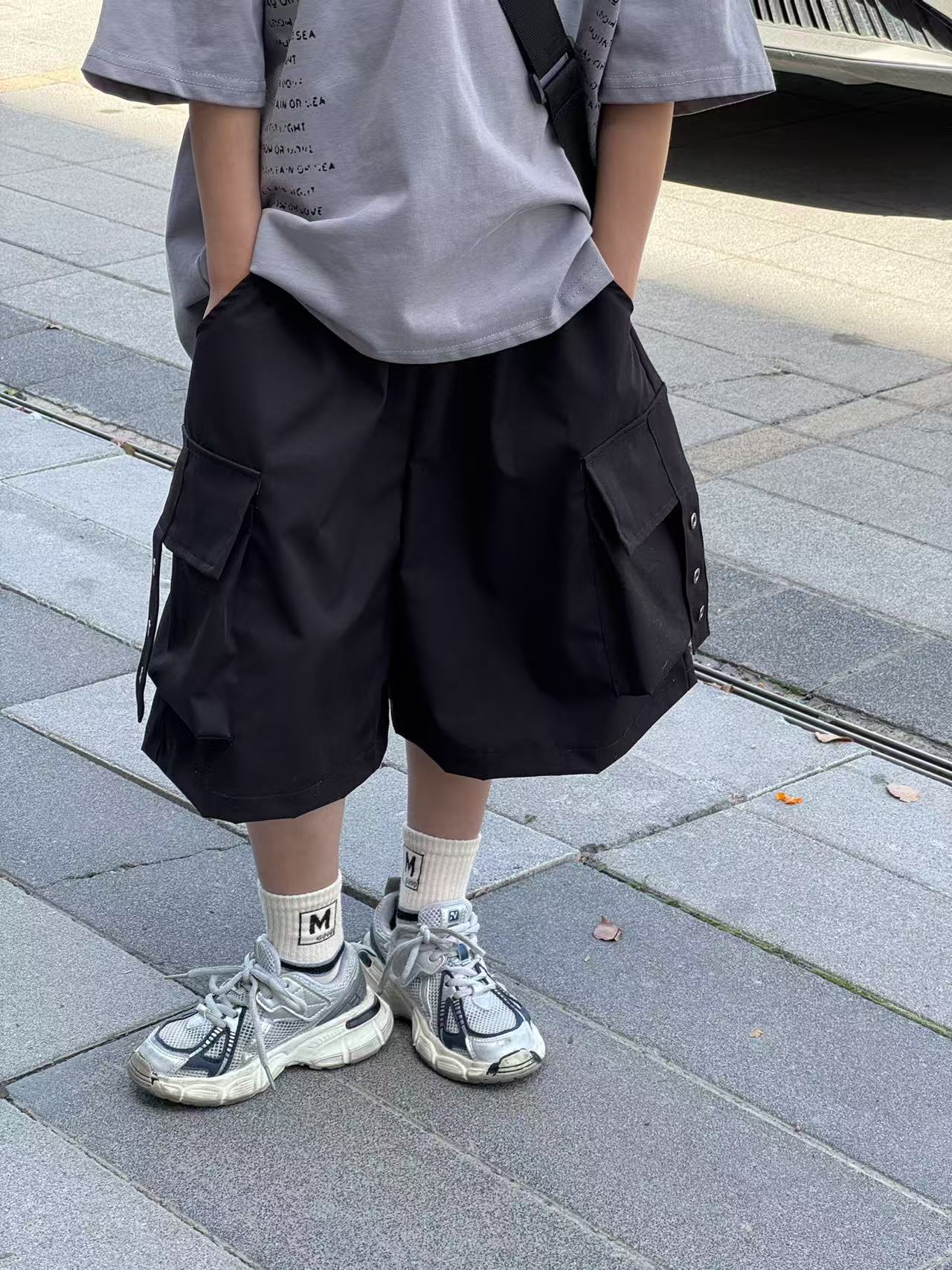 儿童工装短裤宽松百搭薄款潮流韩版休闲裤纯色夏季中大童86038