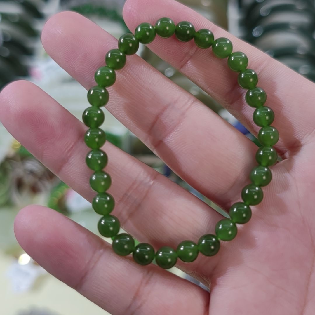 和田玉未镶嵌手链卡6精品无黑点碧玉手串×1