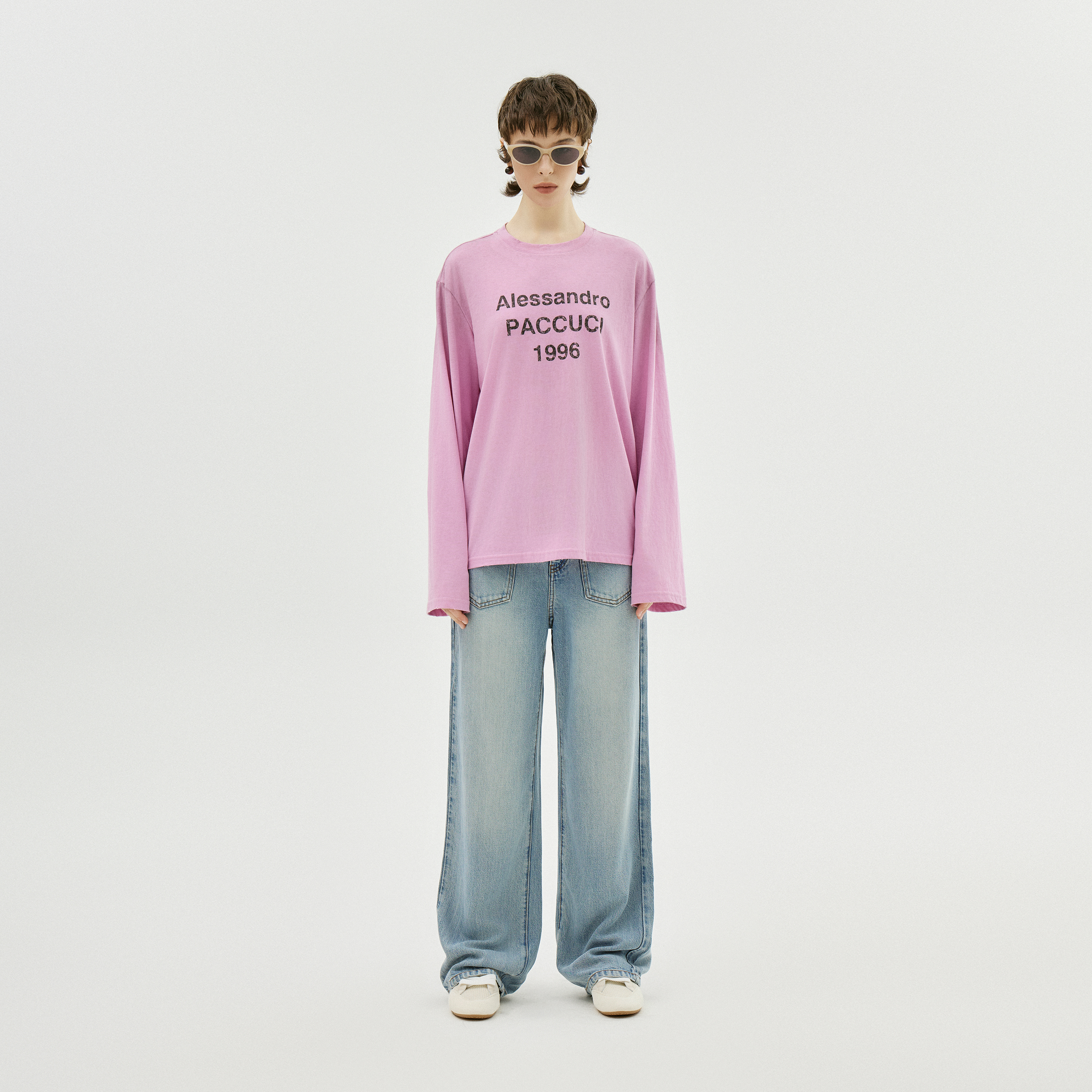 AP洛哥42074TT【时光1996】圆领水洗做旧印花棉长袖T恤2024秋