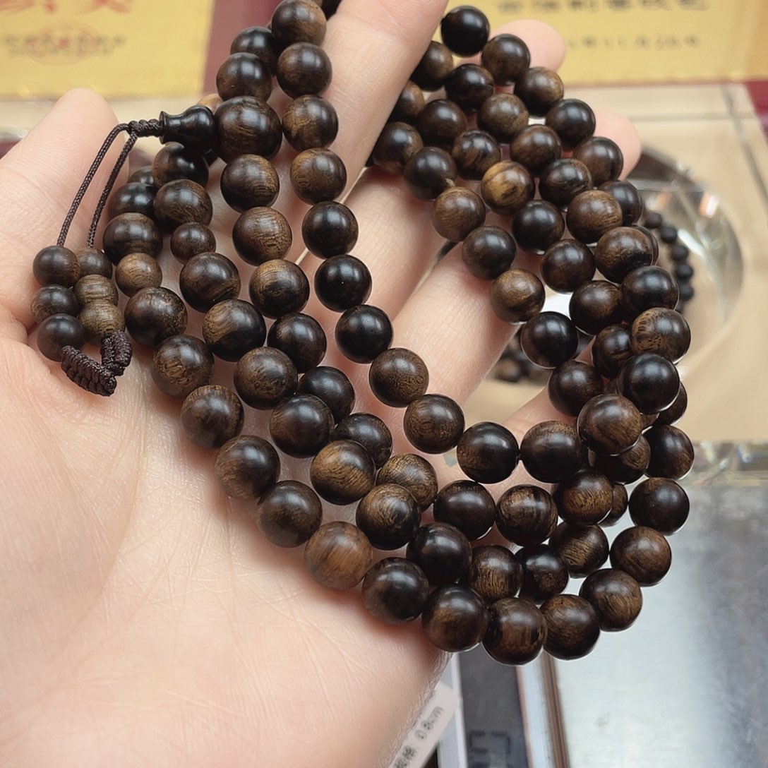手串沉香ユ*越南富森红土玉化缨子瘤疤古董料