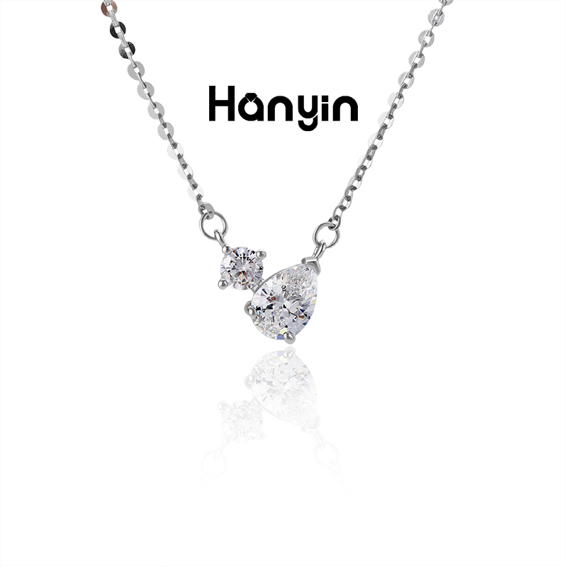 铜合金项链 精致百搭超闪水滴泡泡项链小众轻奢高级感