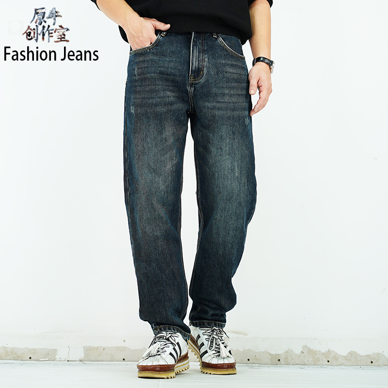 底抓毛-新款加厚加绒冬季重磅复古牛仔裤男潮流百搭痞帅宽松长裤