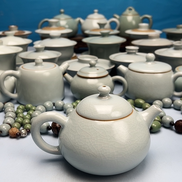 杯仿古月白釉梨壶原矿原釉原产地