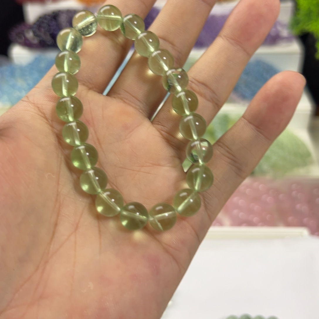 骨***头手串未镶嵌萤石绿莹石9咪拍十次合一单 不带证书