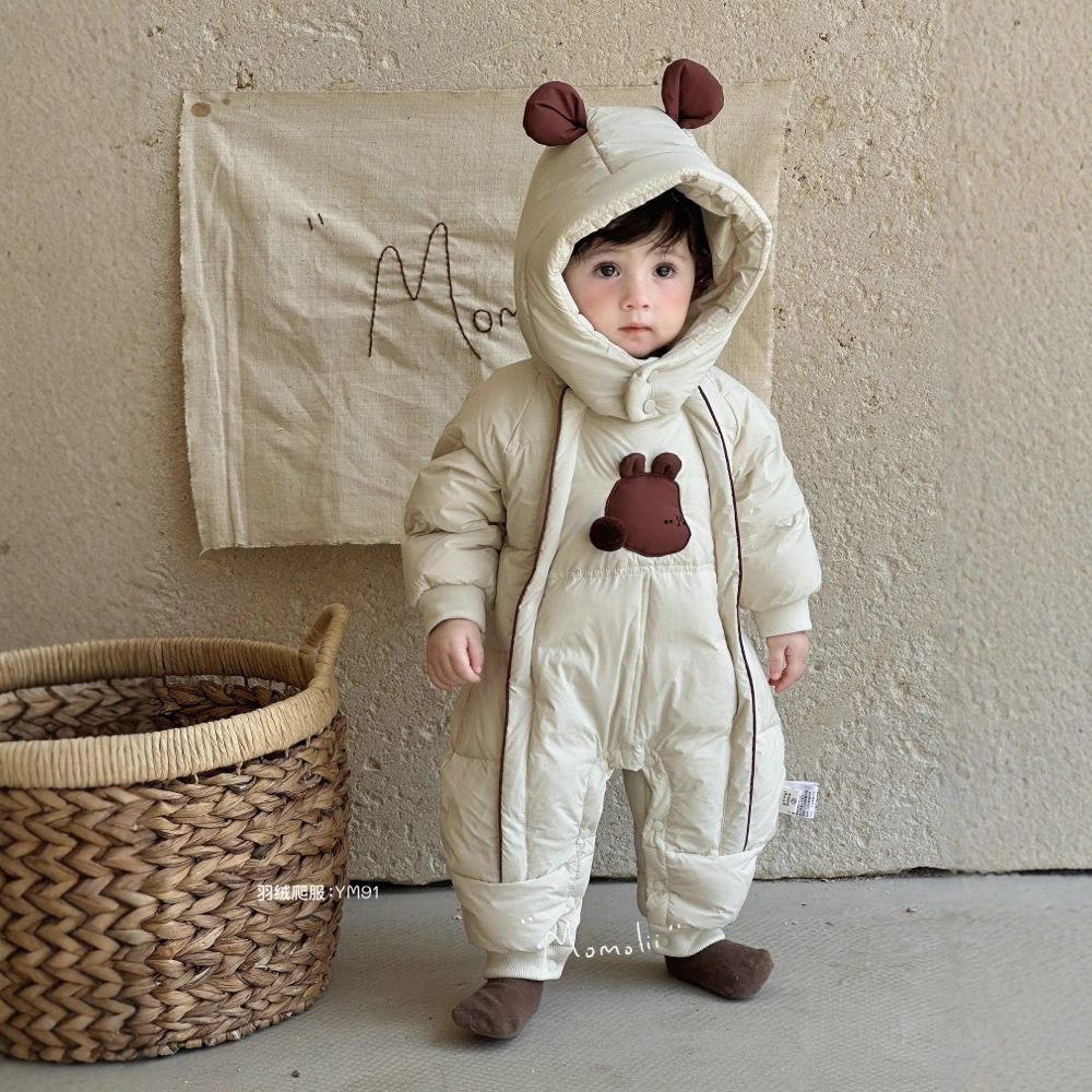 冬季超萌婴儿冬装羽绒服毛球熊双拉链羽绒服2591