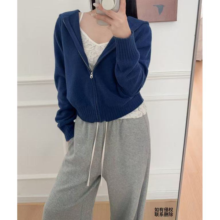 『朱小姐』「许我耀眼」100%羊毛连帽拉链开衫 G576