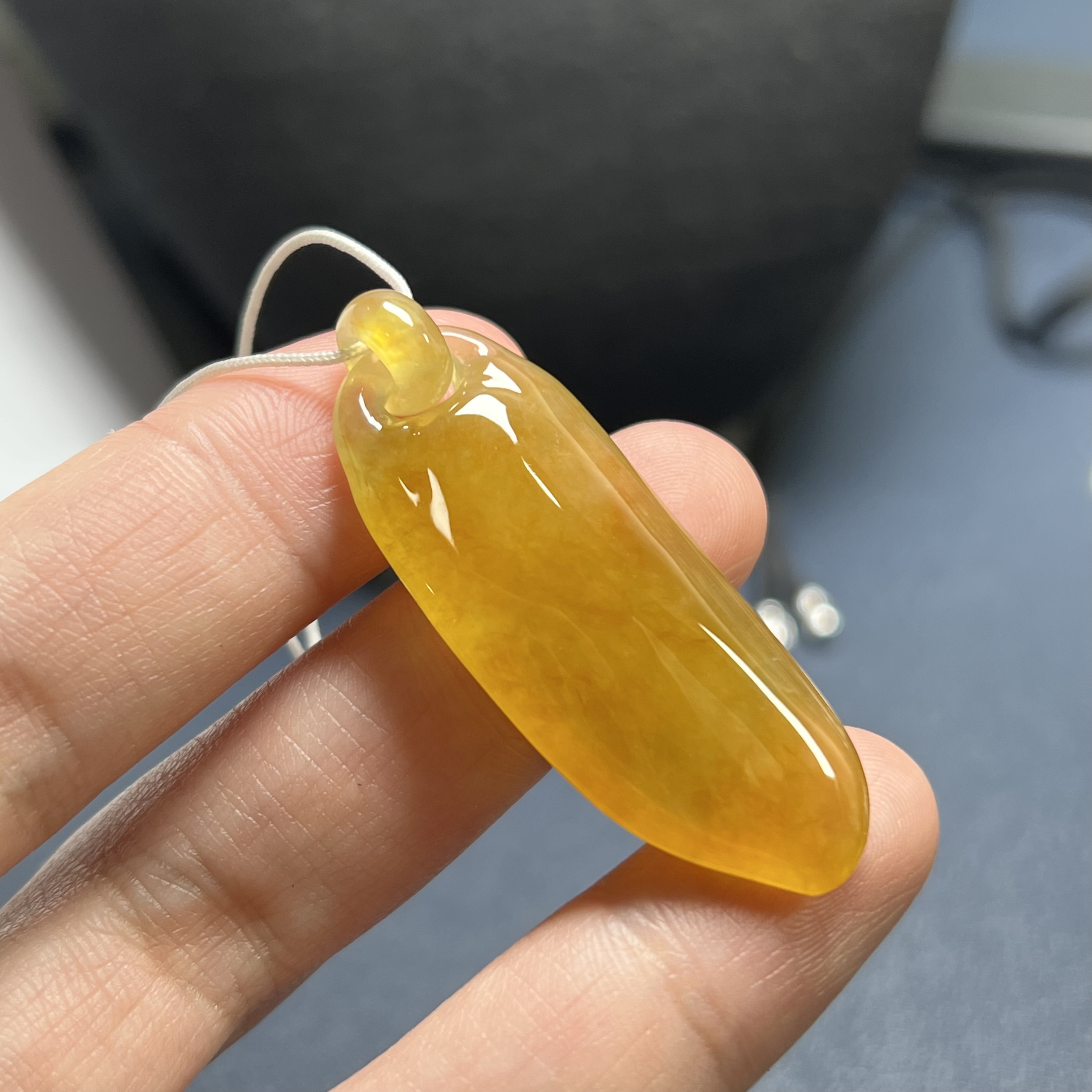 冰种鸡油黄福瓜吊坠45.4×16.7×7.3