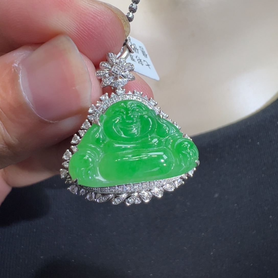 翡翠18K金镶嵌吊坠(不含链)