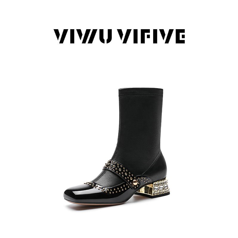 V5 VIWU.VIFIVE「灵泽·靴」25新款欧若风漆皮弹力羊皮靴单