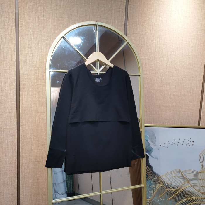 EW114孕妇黑色德绒哺乳秋上衣L90-130XL140XXL150 3XL160