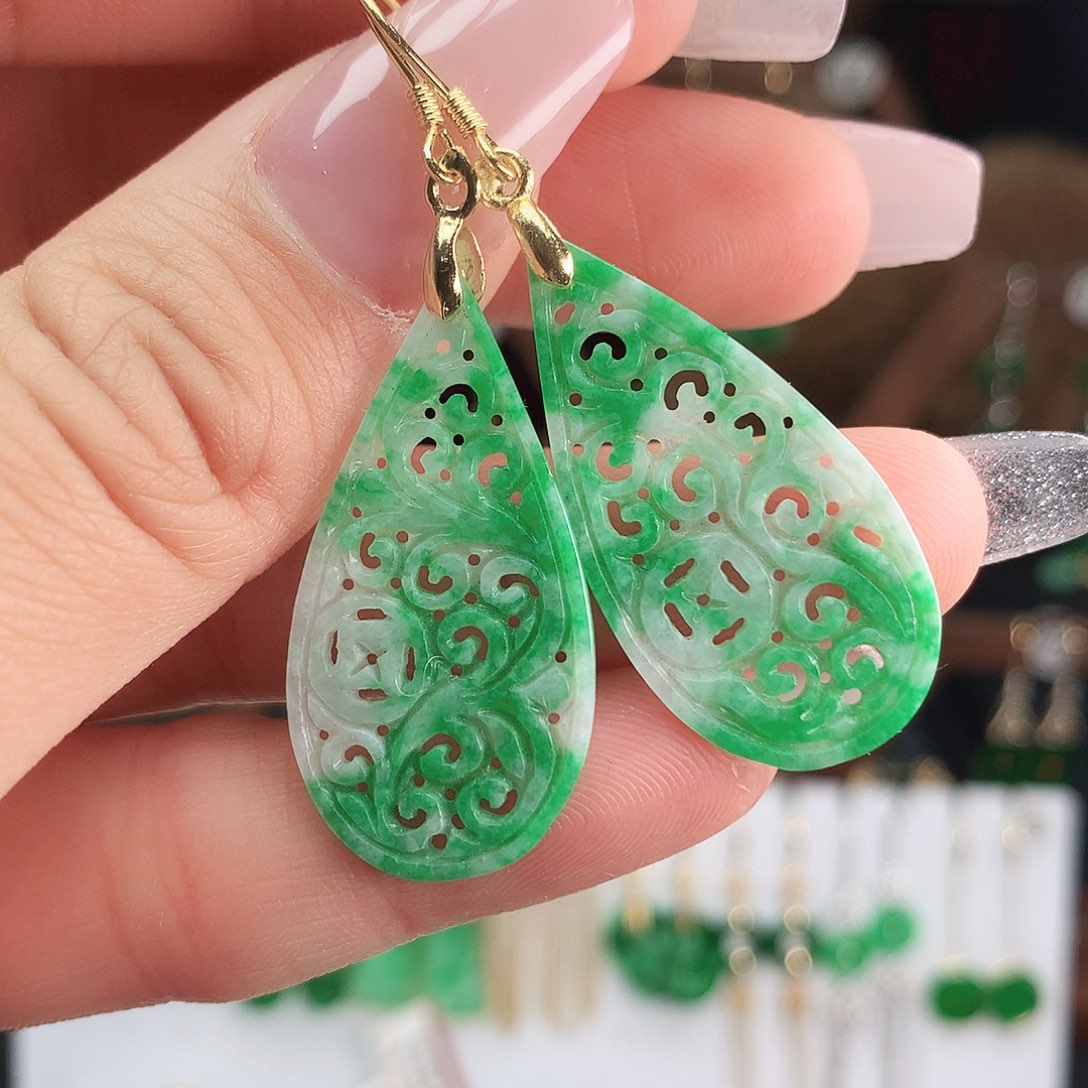 翡翠银S925镶嵌耳饰耳饰